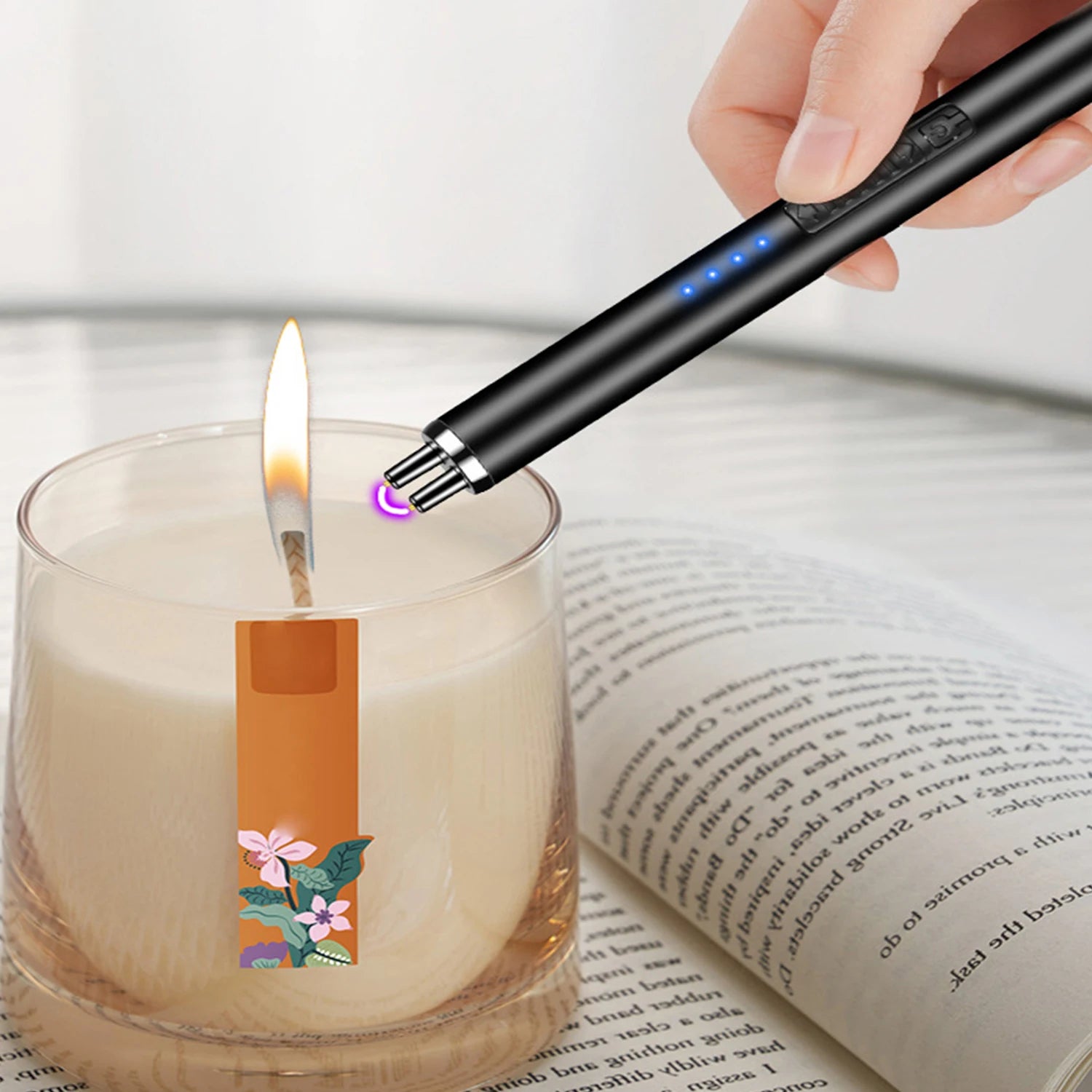 Random color - 2pc Windproof Kitchen Electric USB Lighter Long Candle BBQ  Camping Rechargeable Arc Flameless Plasma Lighter