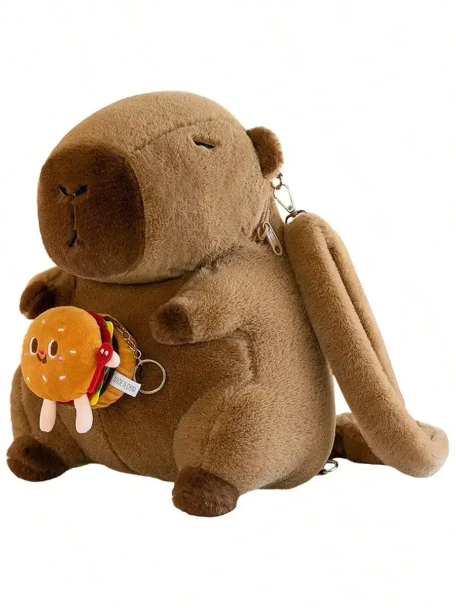 Cute Capybara Plush Backpack – Cartoon Capybara Shoulder Bag for Kids, Soft Fur School Bag Gift