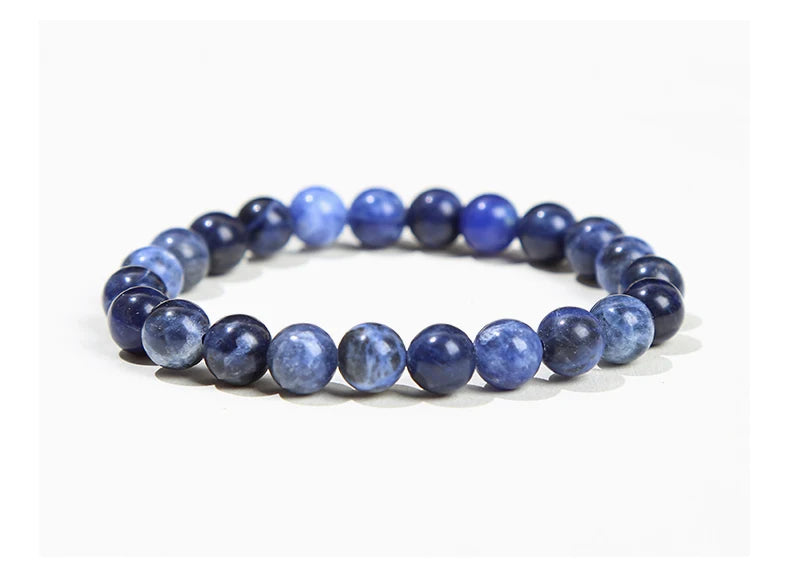 JD Natural Stone Beads Bracelet Amethyst Tiger Eye Crystal Quartz Agate Gem Beads Bangles Women Men Reiki Healling Jewelry Gift