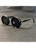 Men's Retro Spandex Style Rotating Sunglasses - Adjustable Brightness Steampunk Style Alloy Frame, Black And Gray Gradient Lenses, Travel And Fashion Accessories, Sunglasses, Party Sunglasses, Suitable For Bohemian Style Sung