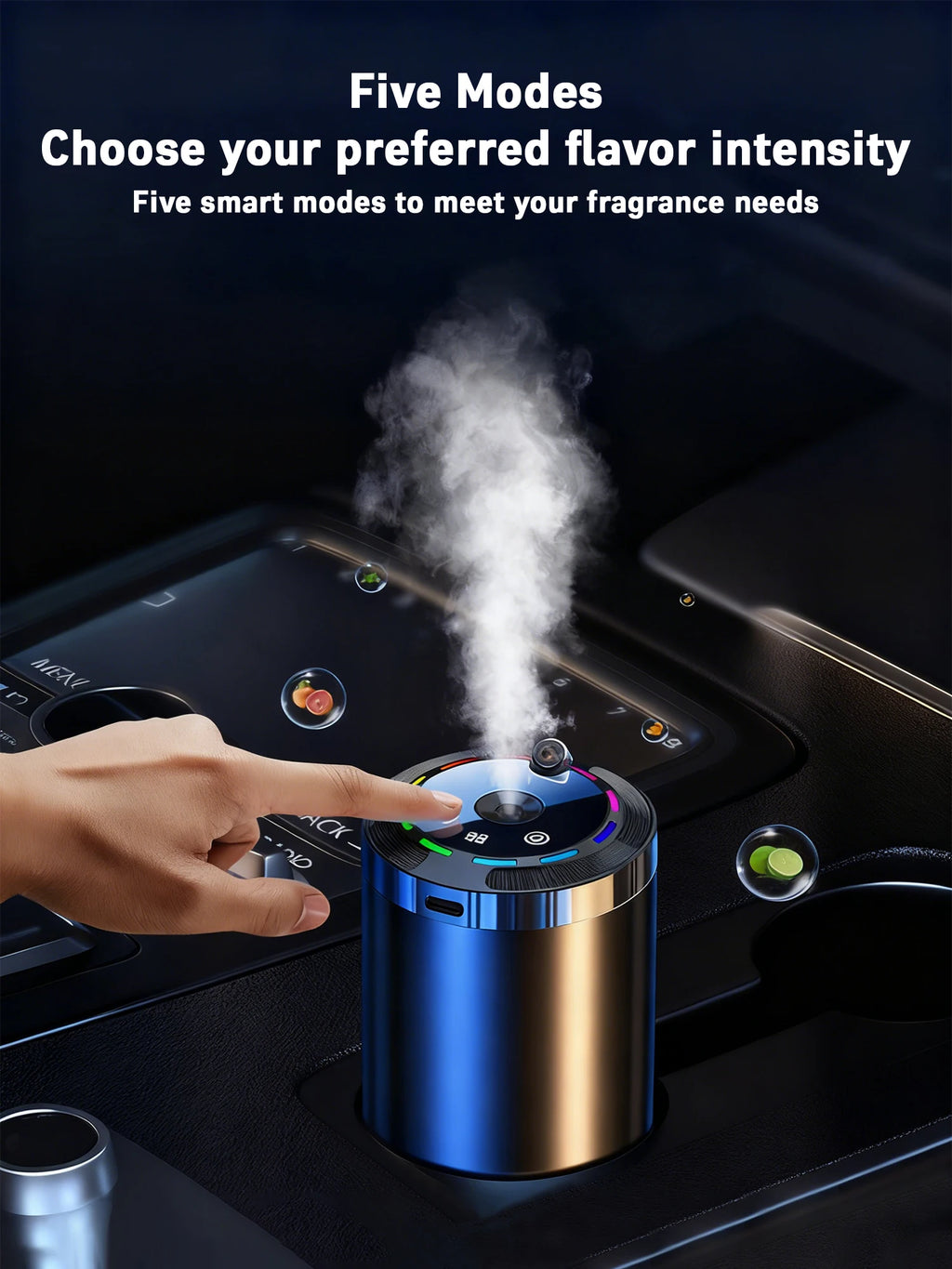 Car Diffuser Humidifier 5 Modes Car Humidifier Aromatherapy Diffusers Car Air Freshener USB Aromatherapy Essential Oil Air Freshener USB Cool Mist Mini Portable Diffuser For Car Home Office Bedroom with 3 Bottle Ocean Scent