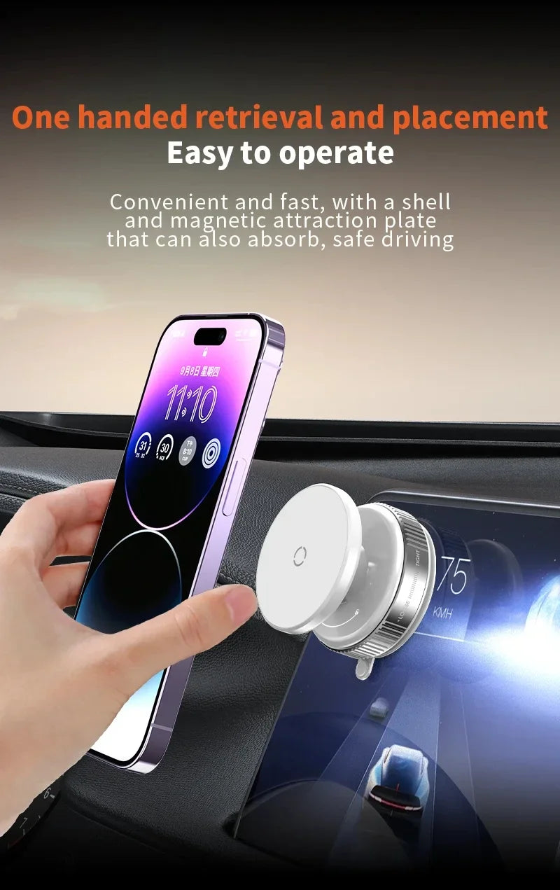Magnetic Phone Holder Foldable Design 360° Adjustable Vacuum Car Mount For Cell Phone For iphone Live Streaming