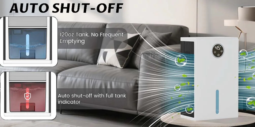 Dehumidifier for Home for Bedroom with 1000 sq.ft 120 OZ Water Tank,Dehumidifiers for Bathroom Basement,Auto Shut Off