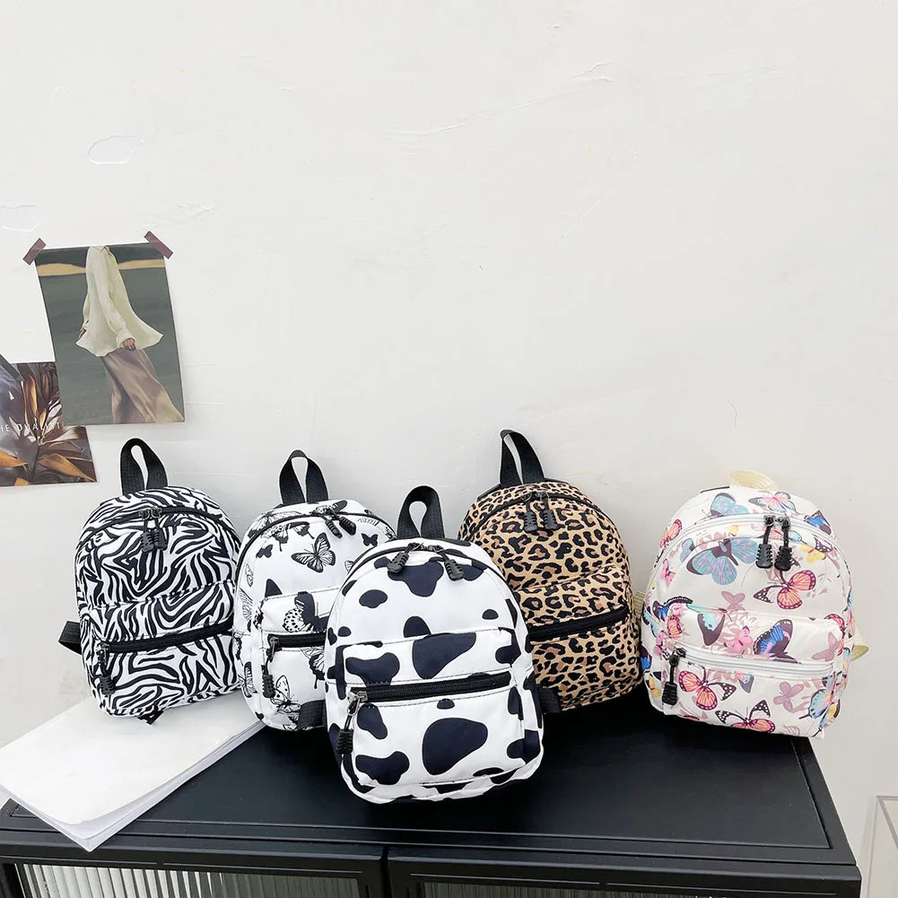 Stylish Women Backpack Preppy Style Animal Pattern Printing Nylon Handbags Leisure Student School Large Knapsacks Backpacks