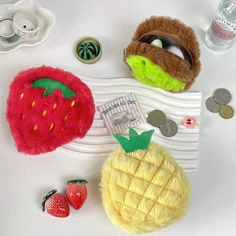 1pcs Cute Fruit Coin Purse, Orange Money Bag, Watermelon Coin Bag, Strawberry Storage Bag, Girl's Small Purse, Girlfriend Gift