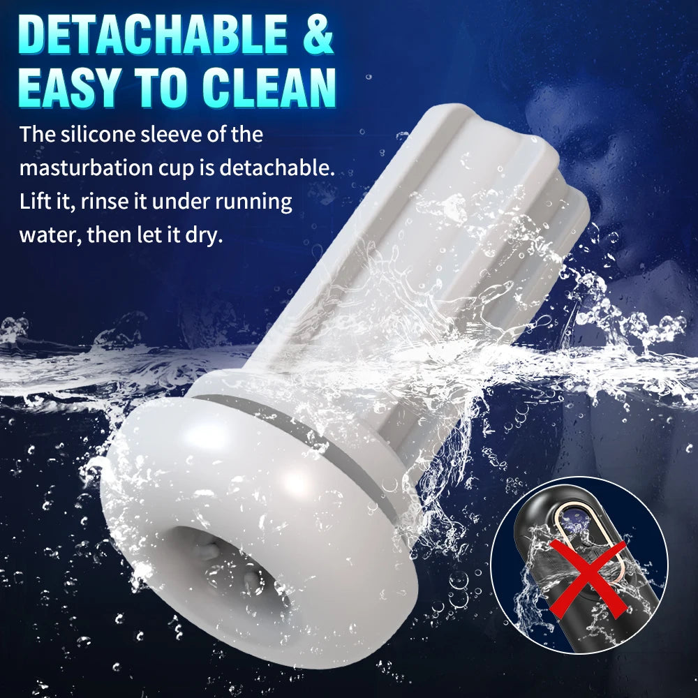 Automatic Telescopic Sucking Male Masturbator Vibrating Intelligent Heating Sexy Voice Earphone Pocket Pussy Sex Toy for Men