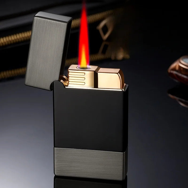 Metal Open Lid Steel Sound Jet Gas Lighter Windproof Portable Turbine Torch Lighter for Men's Gift Cigarette Accessories
