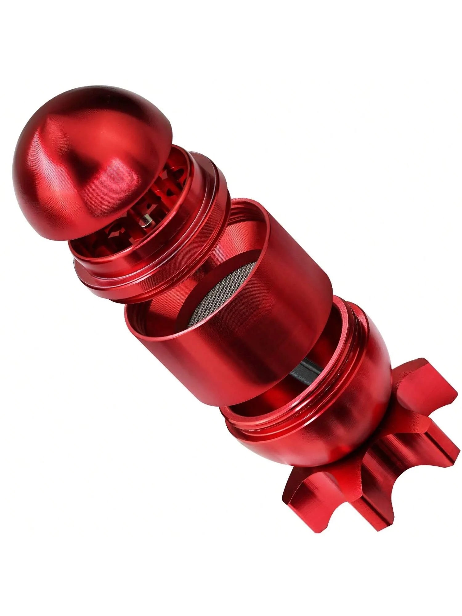 4-Layer Missile Shape Tobacco Grinder 1.5" Cute Aluminum Alloy Spice Grinder Cigarette Herb Manual Grinder with Cleaning Brush