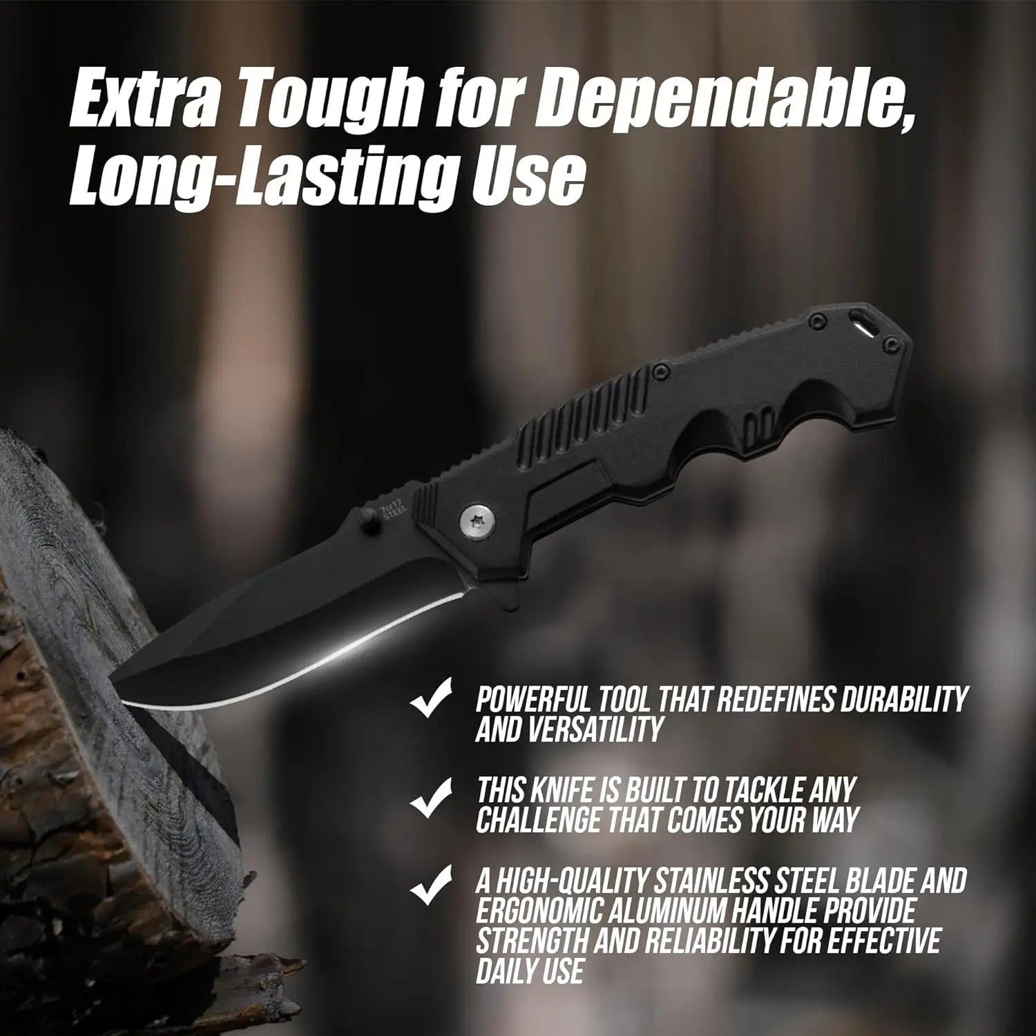 Folding knife, pocket knife with pocket clip, stainless steel blade knife, Edc knife for men and women, camping, fishing