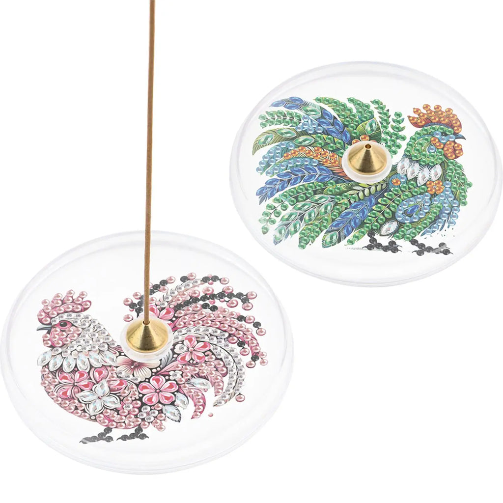 2Pcs Acrylic Special Shaped Colorful Pattern 5D DIY Diamond Art Incense Holder Diamond Painting Aroma Stand for Yoga Meditation