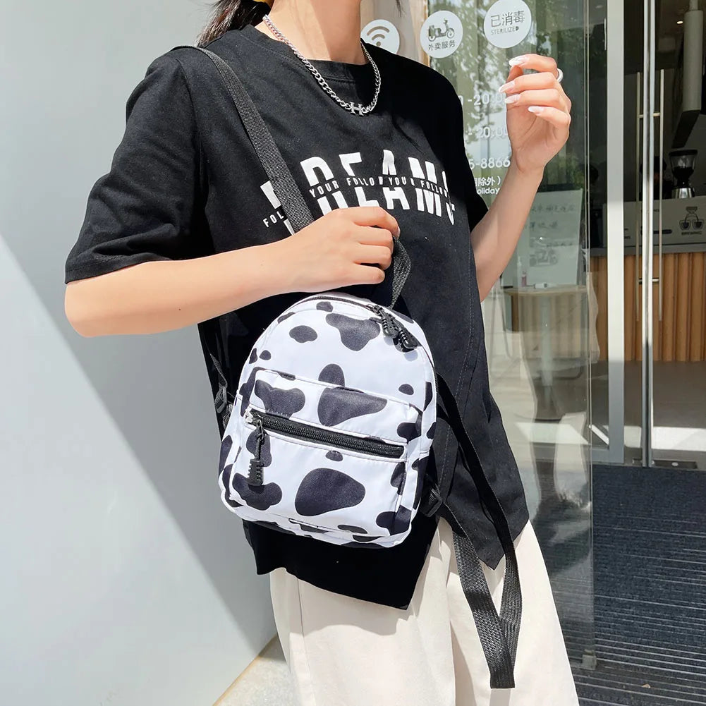 Stylish Women Backpack Preppy Style Animal Pattern Printing Nylon Handbags Leisure Student School Large Knapsacks Backpacks