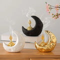 Moon Burner Ceramic Fountain Holder Yoga Meditation Decor Moon Decor Yellow Incense sticks Coil incense burners Insense holder