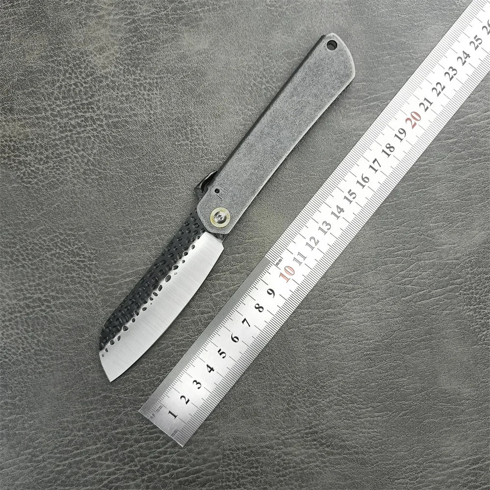 Bronze Handle Folding Knife Damascus Steel Blade A Versatile Cutting Knife for Both Emergency and Daily Use Perfect Gift for Men