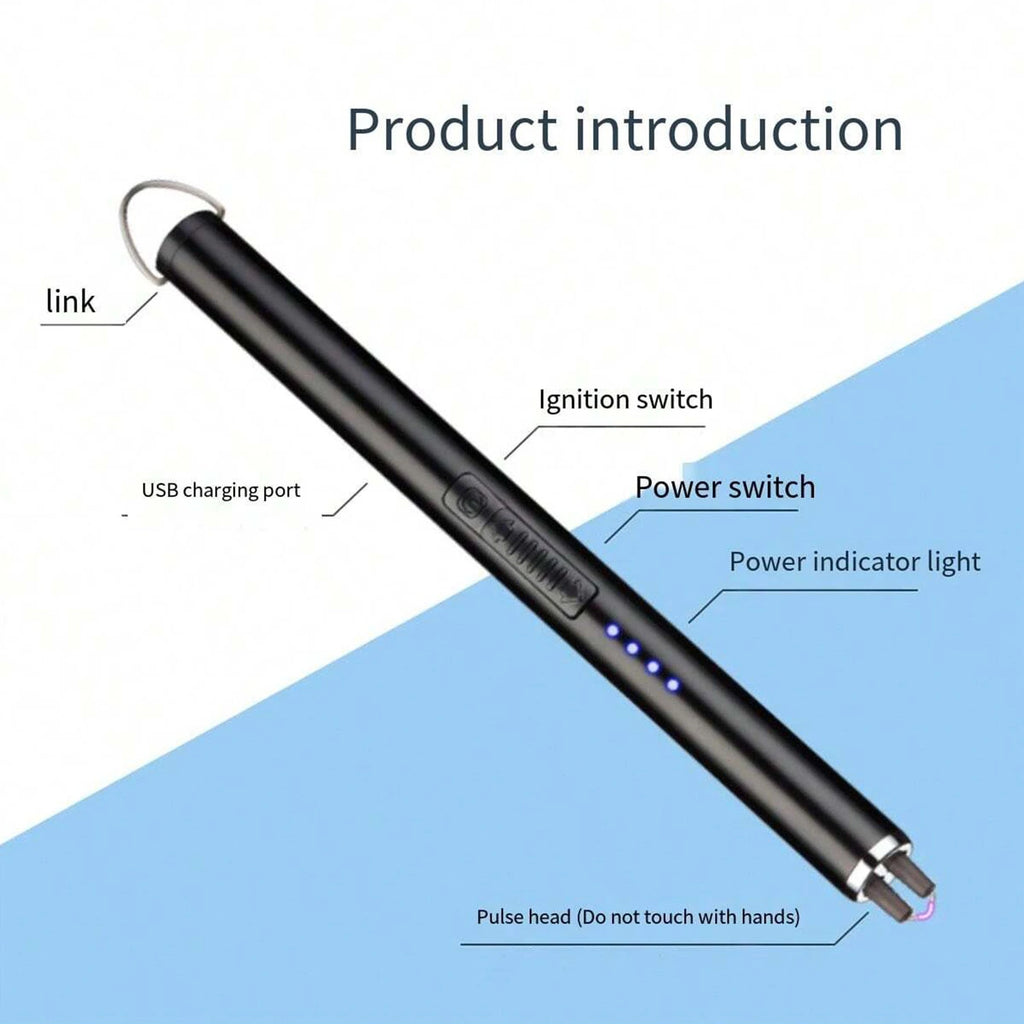 Random color - 2pc Windproof Kitchen Electric USB Lighter Long Candle BBQ  Camping Rechargeable Arc Flameless Plasma Lighter