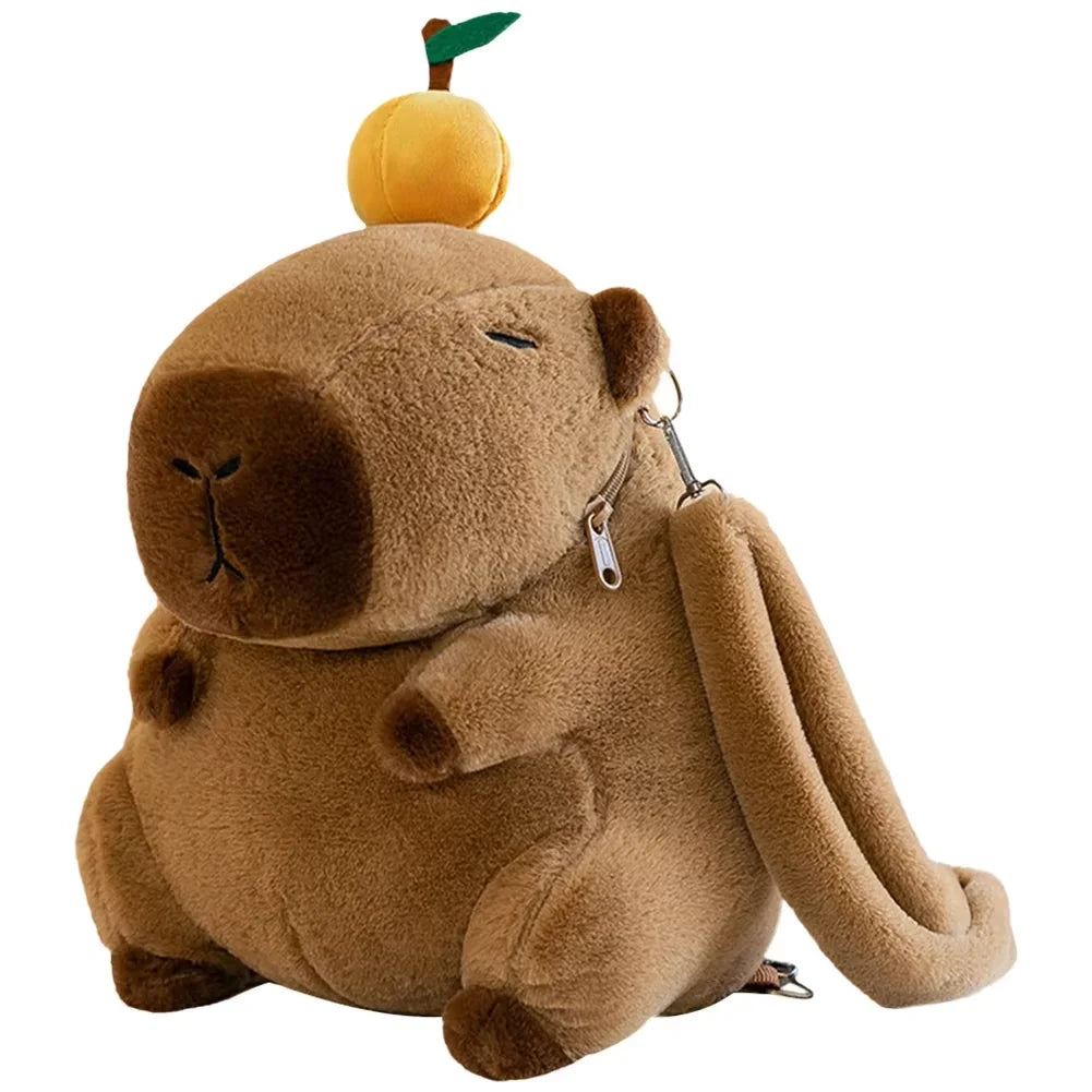 Cute Capybara Plush Backpack – Cartoon Capybara Shoulder Bag for Kids, Soft Fur School Bag Gift