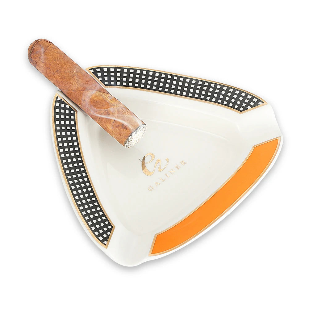 Portable Ceramic Cigar Ashtray Home 3 Slot Tube Ash Tray Travel Cigar Accessories Gift Box Packaging