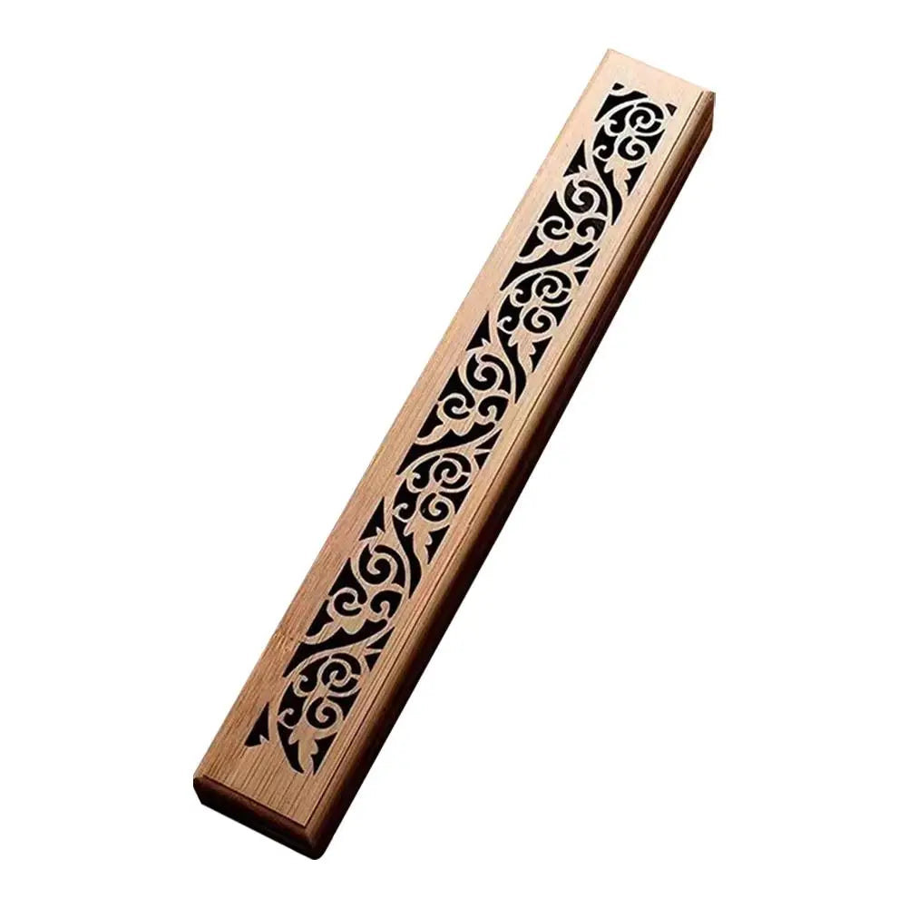 Natural Bamboo Incense Burner With Laying Plate Aromatherapy Wooden Box For Incense Storage Burning Hollowed Line Incense Box