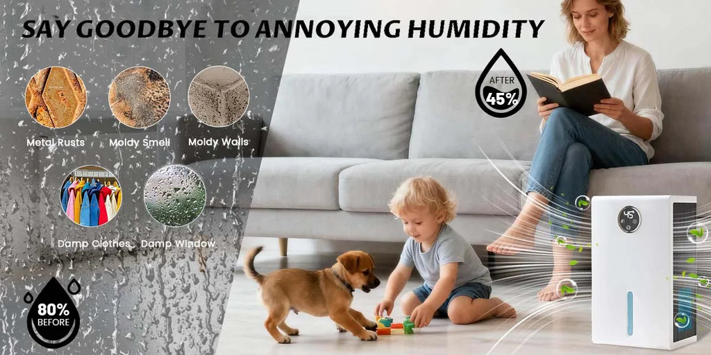 Dehumidifier for Home for Bedroom with 1000 sq.ft 120 OZ Water Tank,Dehumidifiers for Bathroom Basement,Auto Shut Off