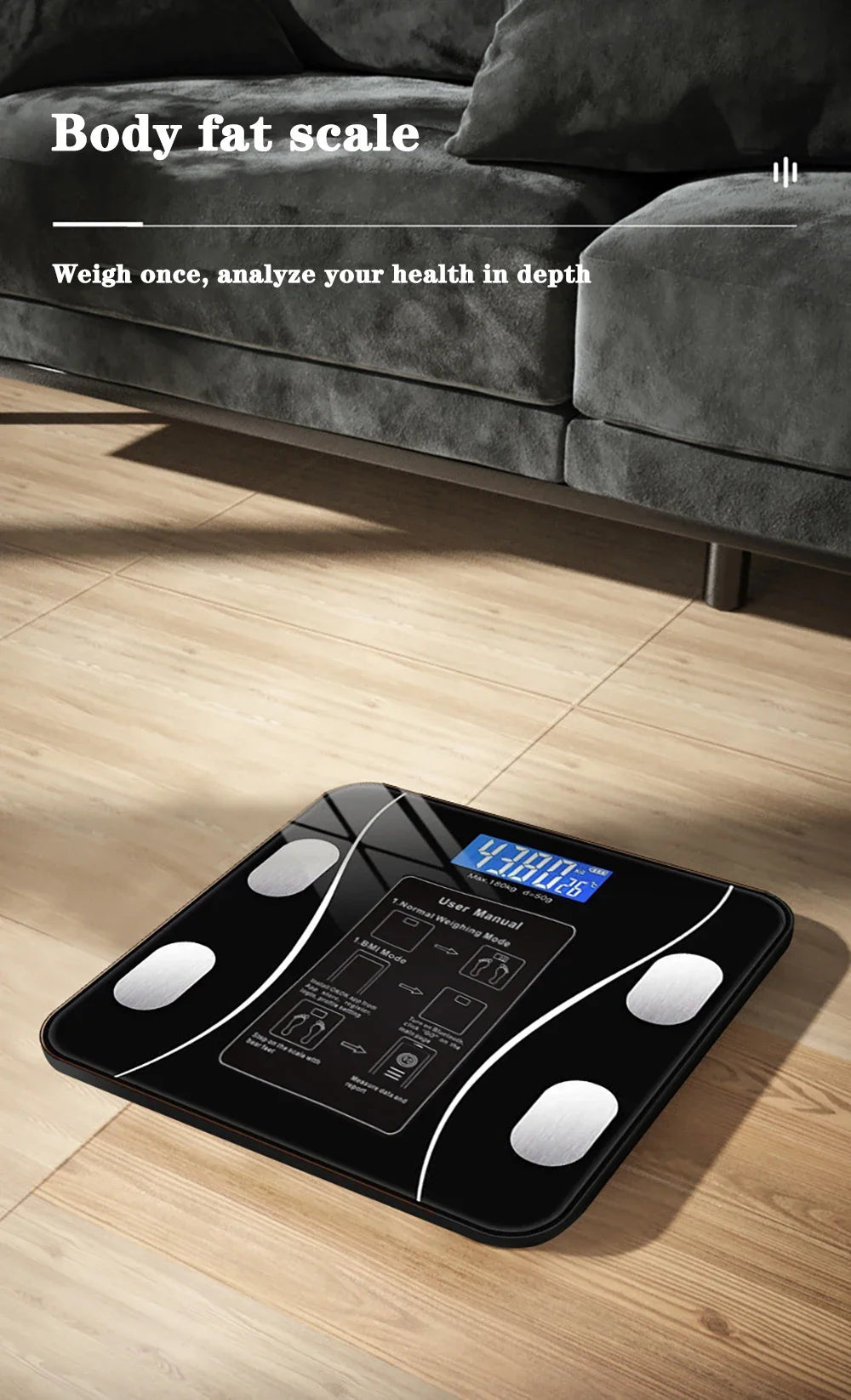 Smart Bluetooth Body Fat Scale, Digital Bathroom Weight Scale with App for Body Composition Analysis & Health Tracking