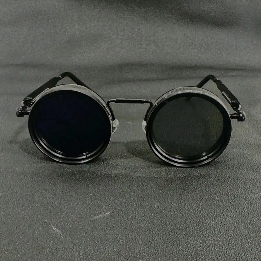 Men's Retro Spandex Style Rotating Sunglasses - Adjustable Brightness Steampunk Style Alloy Frame, Black And Gray Gradient Lenses, Travel And Fashion Accessories, Sunglasses, Party Sunglasses, Suitable For Bohemian Style Sung