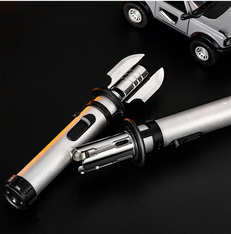 Powerful Windproof Torch Lighter, Butane Gas Inflatable Lighters Red Flame for Outdoor BBQ Kitchen Cooking Welding