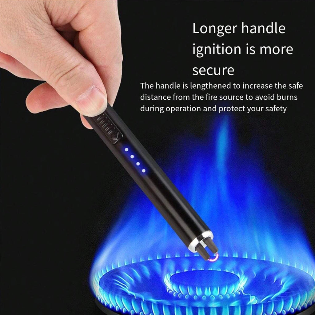 Random color - 2pc Windproof Kitchen Electric USB Lighter Long Candle BBQ  Camping Rechargeable Arc Flameless Plasma Lighter