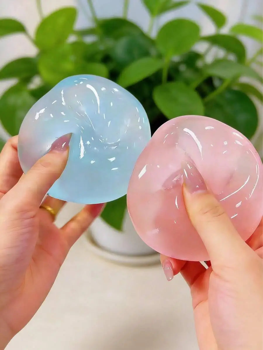 1/2pcs Moldable Slow Rebound Blue Coconut Oil Handmade Squeezing Ball, 6cm Round Malt Stress Relief Squeeze Toy