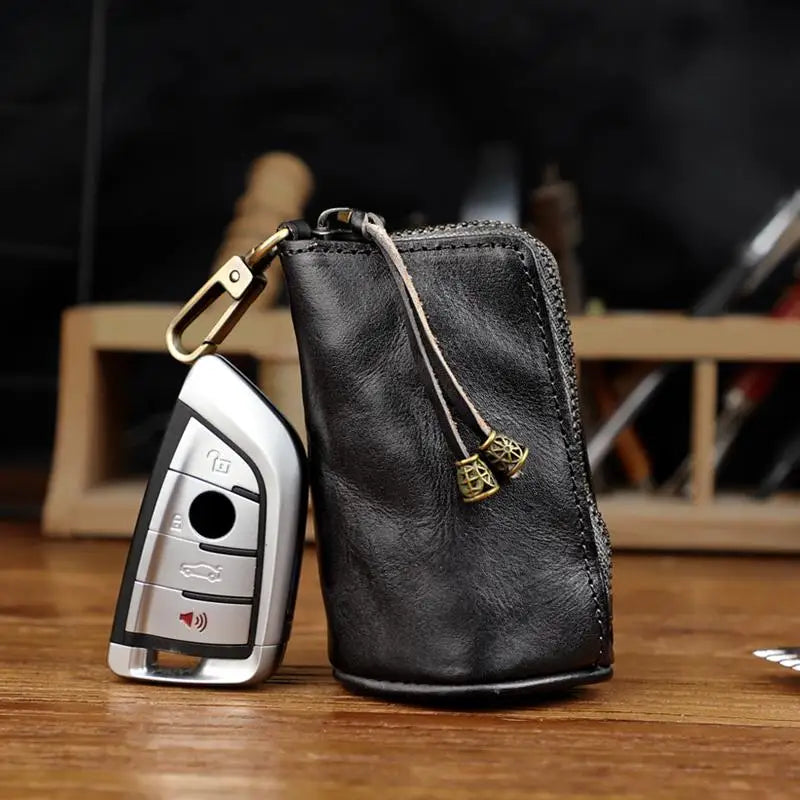 1pc Viking Sporran Mini Handcrafted Thick Leather Waist Bag Change Holder Pouch Keychain Zipper Coin Purse for Men and Women