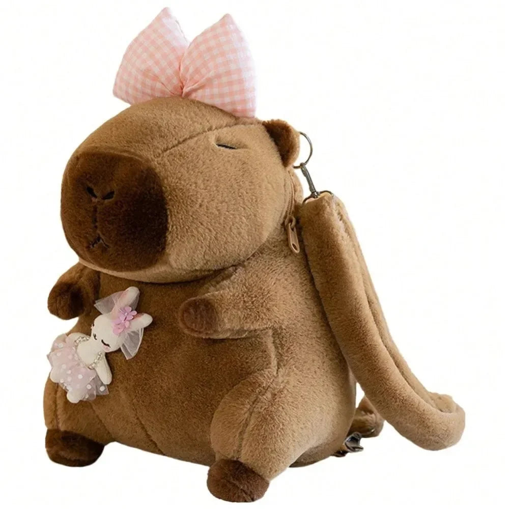 Cute Capybara Plush Backpack – Cartoon Capybara Shoulder Bag for Kids, Soft Fur School Bag Gift