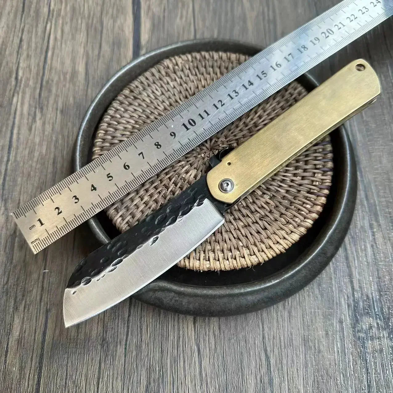 Bronze Handle Folding Knife Damascus Steel Blade A Versatile Cutting Knife for Both Emergency and Daily Use Perfect Gift for Men