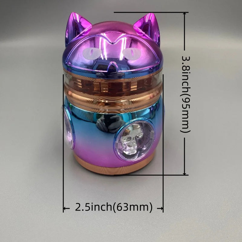 2.5inch/63mm Cat Herb Grinder 4-layer Manual Spice Mill Mushroom Crusher Raw Grass Tobacco Grinder Smoking Cigarette Accessories