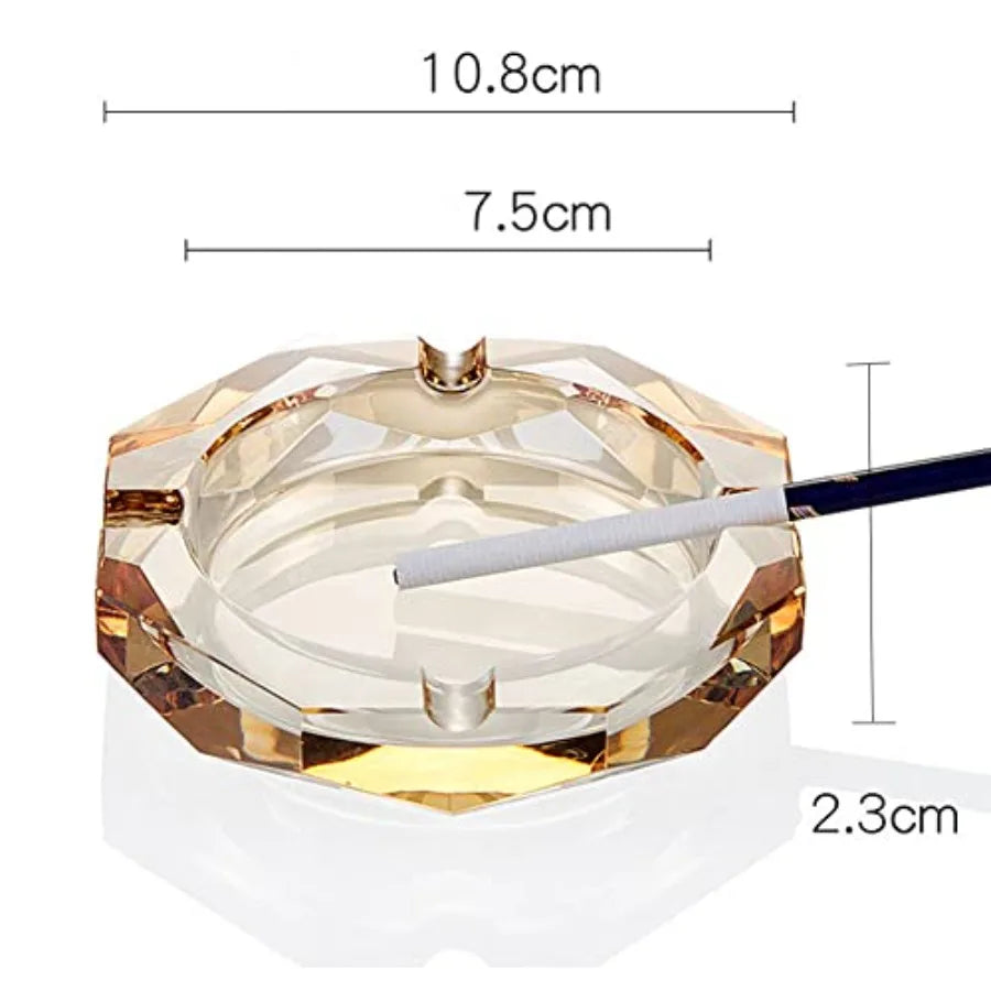 Crystal Glass Ashtray, Octagon Ash tray Cigar Cigarettes Ashtray Holder Office Home Desktop Tabletop Decoration