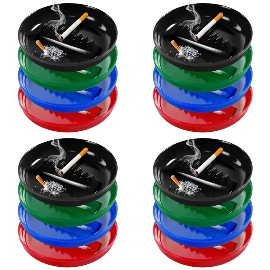Plastic Ashtrays for Cigarettes and Cigars, Indoor Outdoor Ash Tray Large Size Tabletop Ashtray Decor for Home Office Restaurant Patio Bar - Pack of 4 Colors Mixed (Black/Blue/Green/Red)