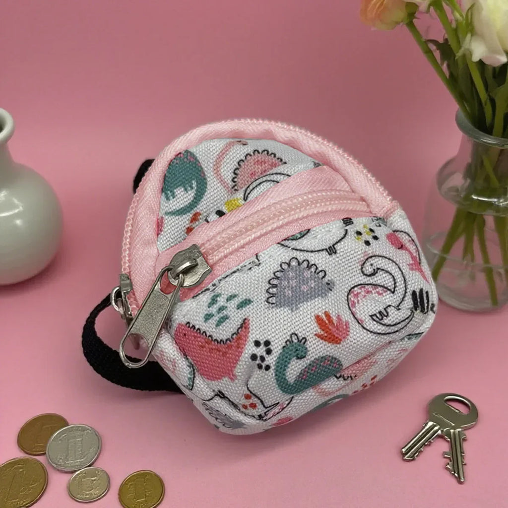 Double-shoulder zipper small coin wallet, key bag mini backpack pendant, toy decoration small bag，1 PC
