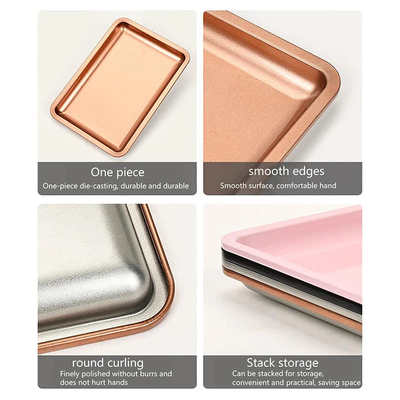 Stainless Steel Cosmetic Storage Tray Jewelry Tray Plate Doctor Surgical Tray Desktop Storage Tool Metal Fack Nail Art Tray