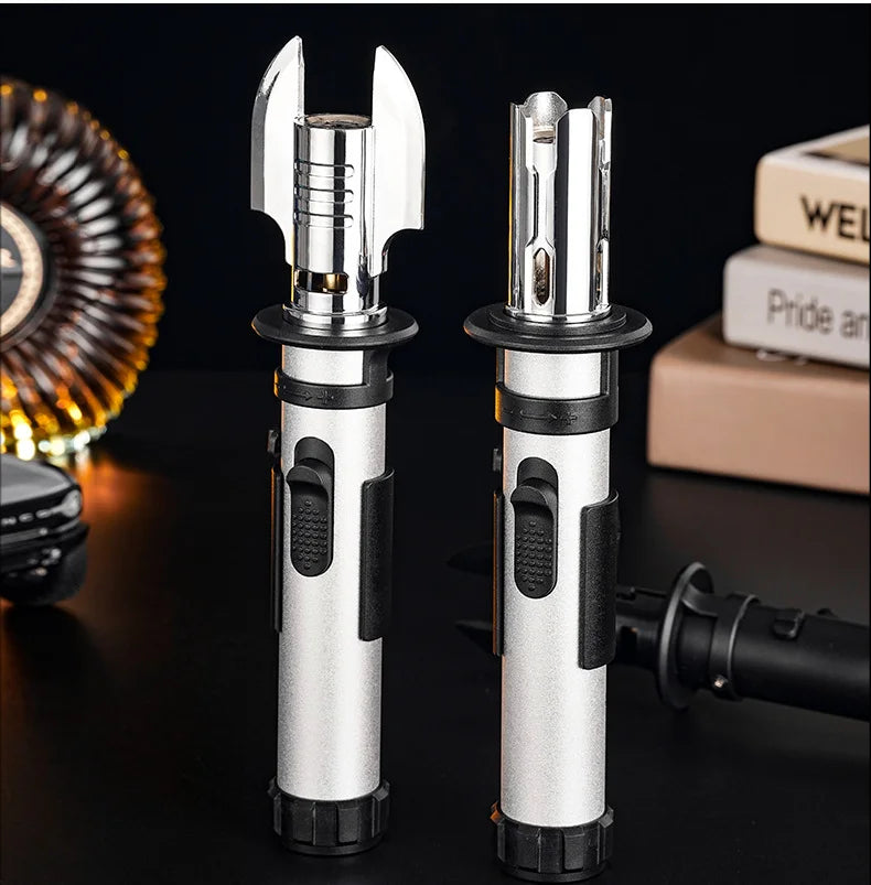 Powerful Windproof Torch Lighter, Butane Gas Inflatable Lighters Red Flame for Outdoor BBQ Kitchen Cooking Welding