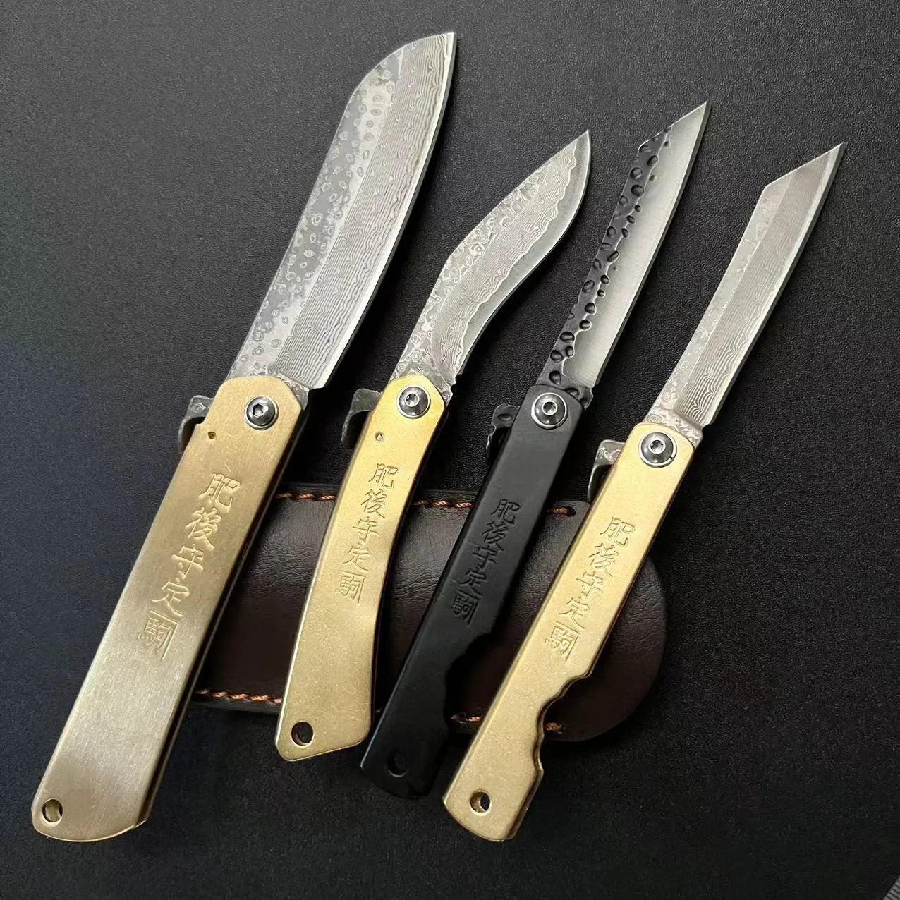 Bronze Handle Folding Knife Damascus Steel Blade A Versatile Cutting Knife for Both Emergency and Daily Use Perfect Gift for Men