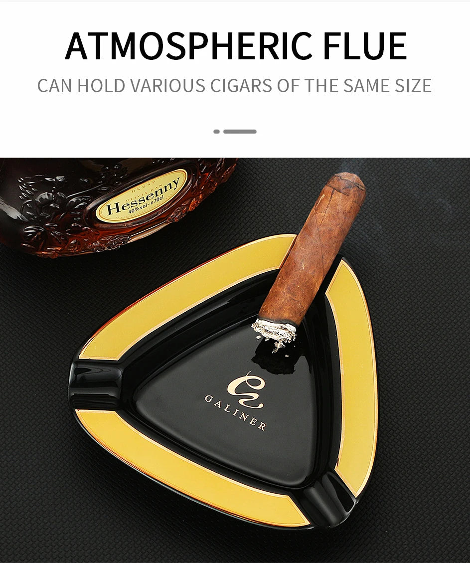 Portable Ceramic Cigar Ashtray Home 3 Slot Tube Ash Tray Travel Cigar Accessories Gift Box Packaging