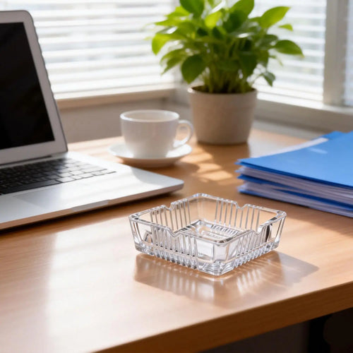 3 Pack Clear Thick Tempered Glass Ashtrays, Easy Clean Heavy Duty for Home Office Outdoor Party