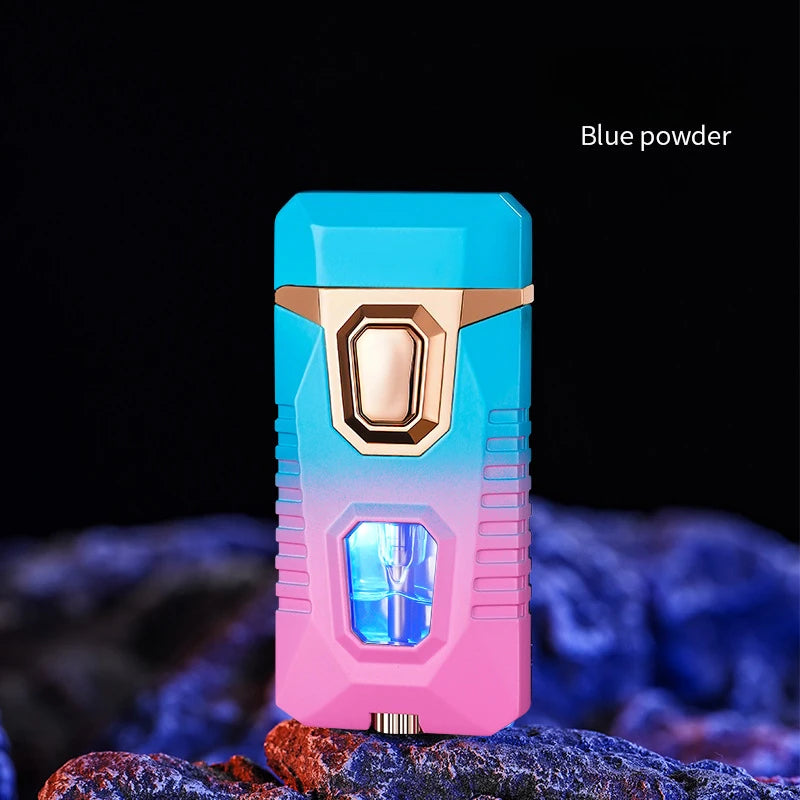 2 IN 1 Cigarette Lighters for Smoking, Mecha's Cool Body Grinder Lighter Gas Butane Torch Lighters, Box Packed as Gift for Men