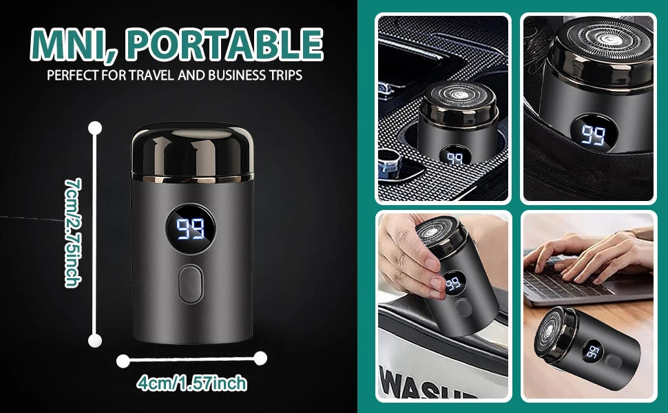 New Model Mini Portable Electric Shaver, New Upgrade Pocket Shaver Mini Shavers for Men, Mini Electric Shaver, LED Power Display