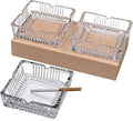 3 Pack Clear Thick Tempered Glass Ashtrays, Easy Clean Heavy Duty for Home Office Outdoor Party