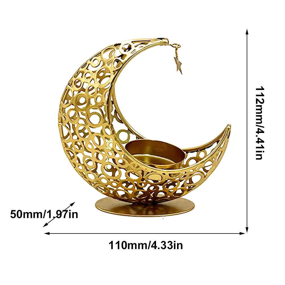 Eid Mubarak Candle Holder Moon Candle Holder Home Islamic Muslim Party Decor Ramadan Candlestick Holder for Eid Al Adha Gifts