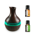 Wooden Humidifier Gift Set  300ml USB Diffuser with 2  Essential Oils Perfect for Stress Relief  Better Sleep