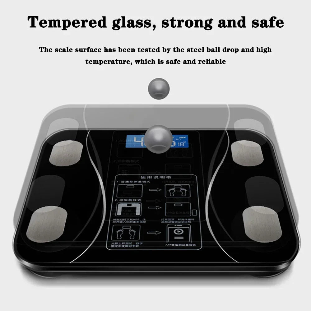 Smart Bluetooth Body Fat Scale, Digital Bathroom Weight Scale with App for Body Composition Analysis & Health Tracking