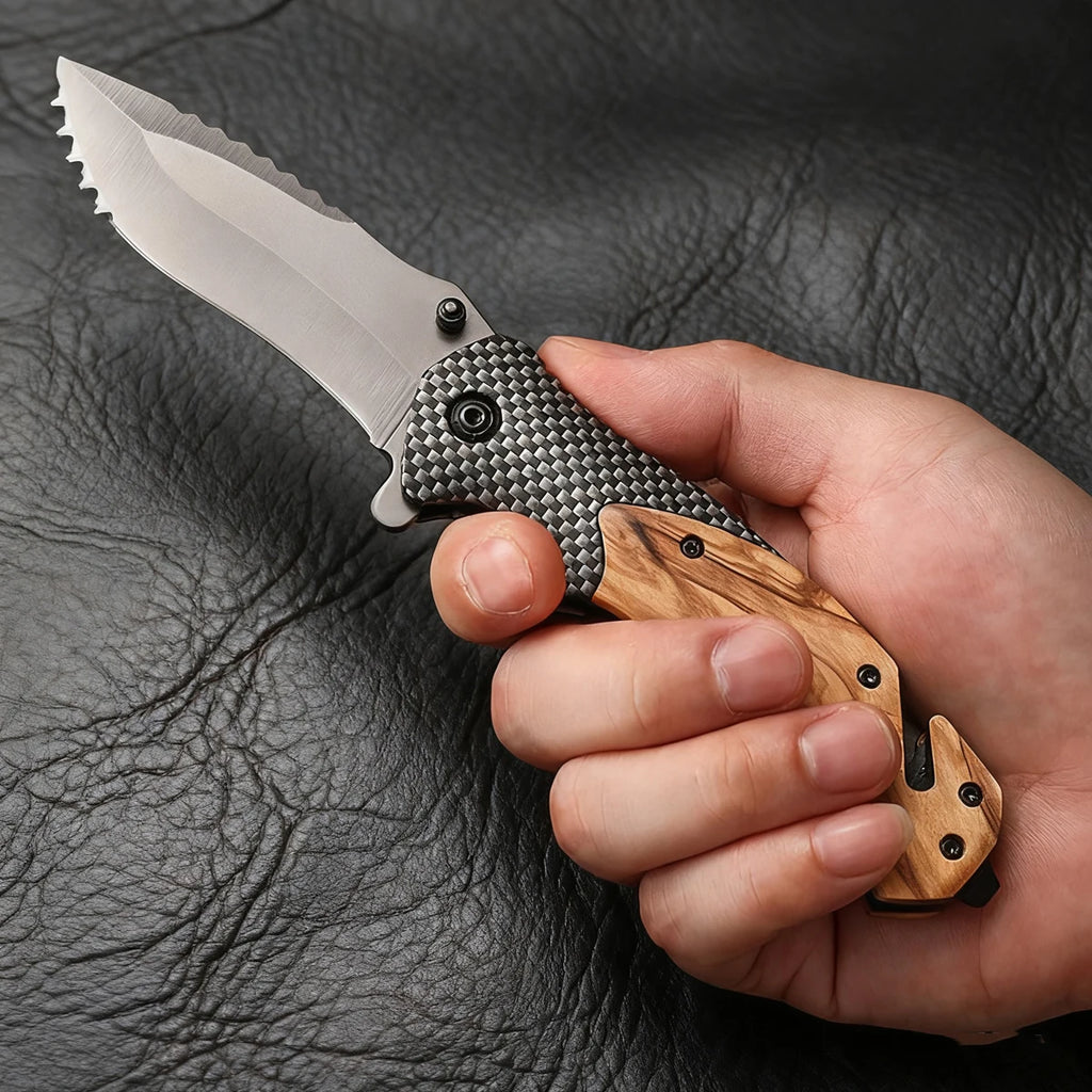 Multifunctional All Steel Portable Folding Knife Outdoor Tactical Camping Survival Fruit Hunting Tool Knife
