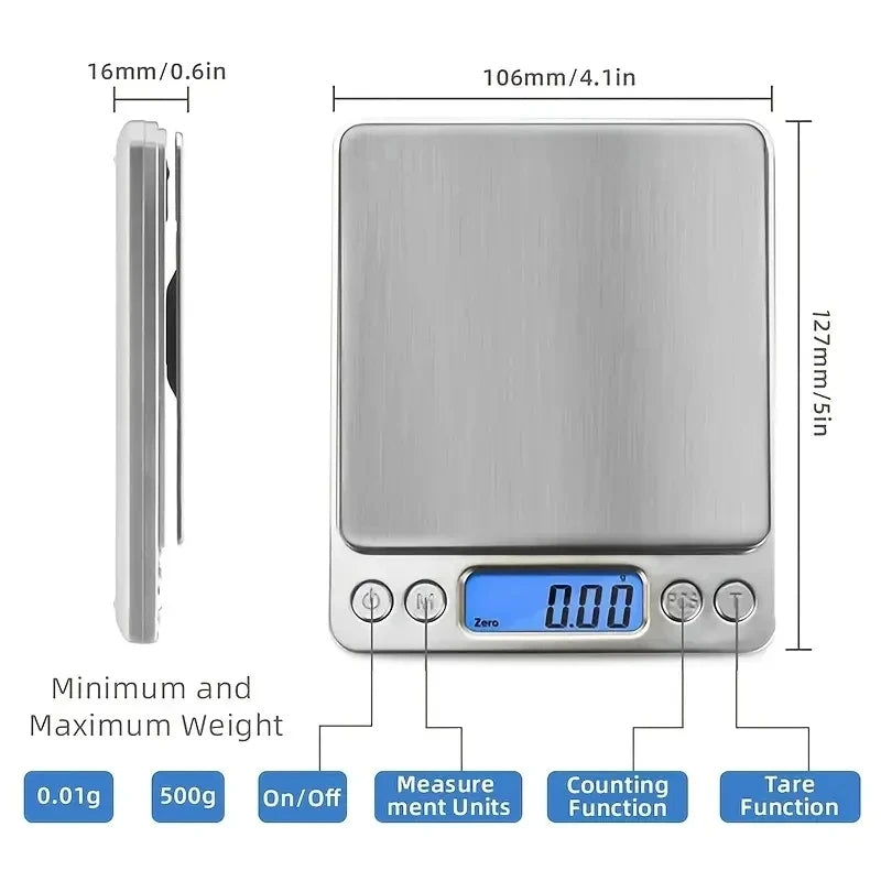Digital Kitchen Scale Stainless Steel Food Scale with LCD Display for Precise Weighing