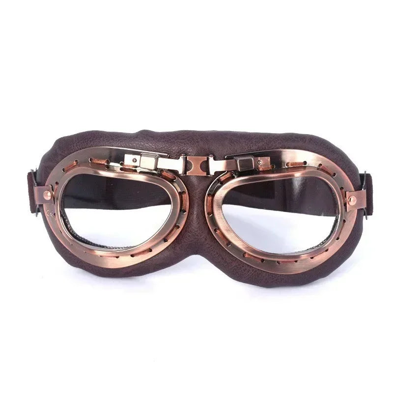 Retro Motorcycle Goggles Glasses Vintage Moto Classic Goggles for Harley Pilot Steampunk ATV Bike Copper Helmet 1Pcs