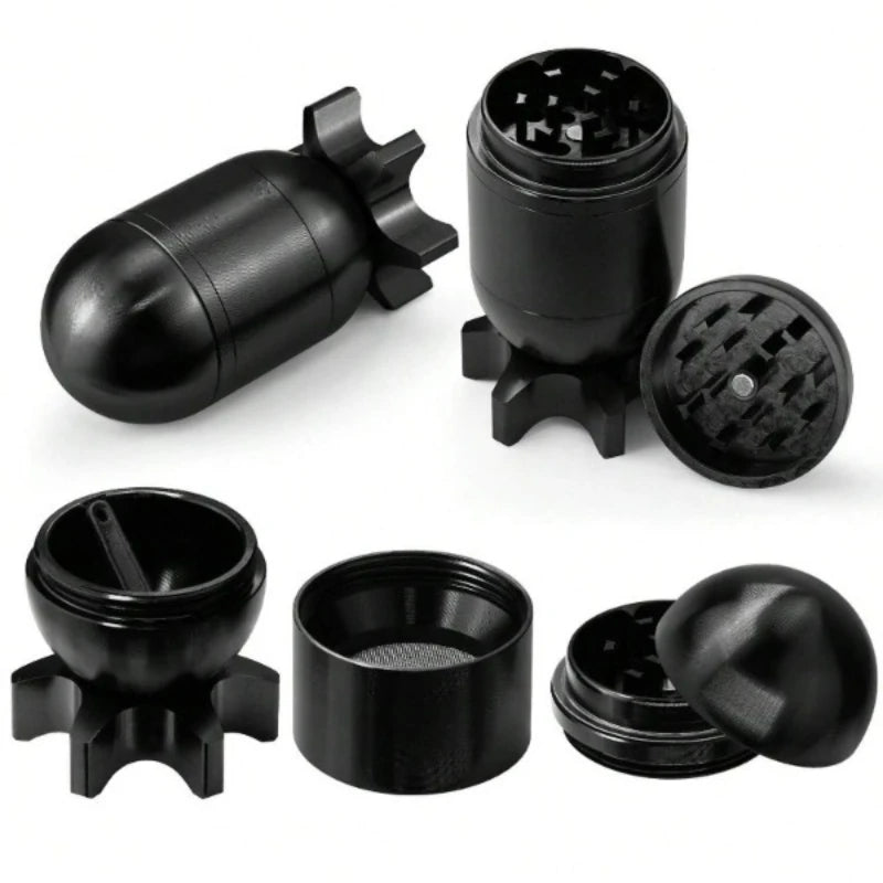 4-Layer Missile Shape Tobacco Grinder 1.5" Cute Aluminum Alloy Spice Grinder Cigarette Herb Manual Grinder with Cleaning Brush