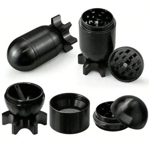 4-Layer Missile Shape Tobacco Grinder 1.5" Cute Aluminum Alloy Spice Grinder Cigarette Herb Manual Grinder with Cleaning Brush